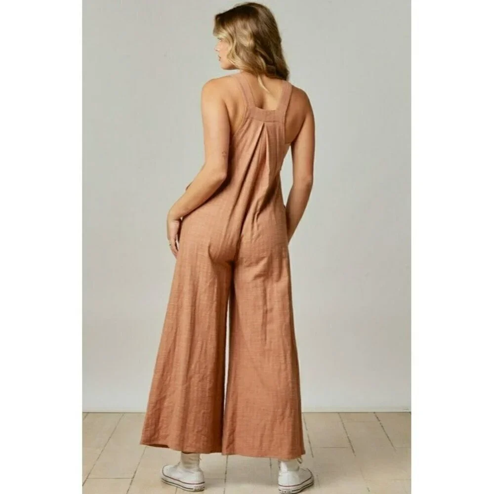 Let's Make Plans Wide Leg Overalls in Beige - Picture 7 of 7